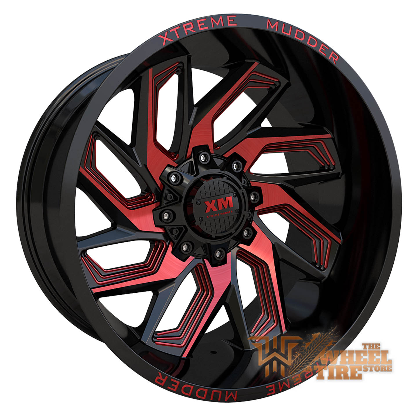 XTREME MUDDER XM-343 Wheel in Gloss Black Red Milled (Set of 4)
