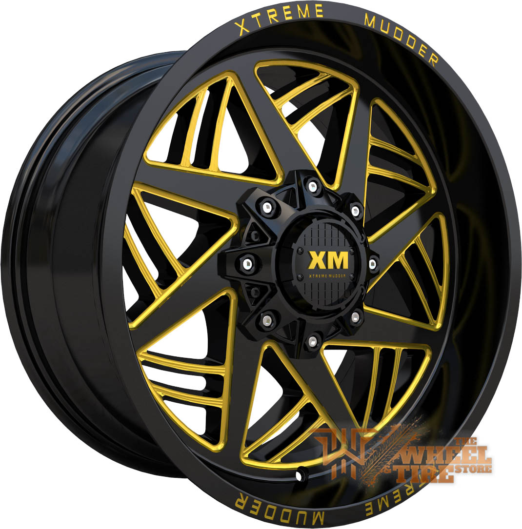 XTREME MUDDER XM-345 Wheel in Gloss Black Gold Milled (Set of 4)