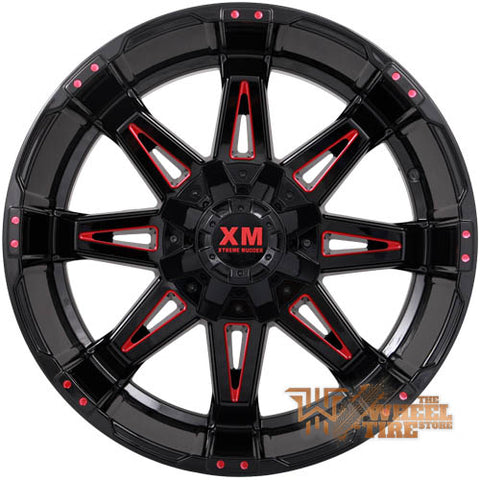 XTREME MUDDER XM-325 Gloss Black Red Milled (Set of 4)
