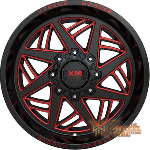 XTREME MUDDER XM-345 Wheel in Gloss Black Red Milled (Set of 4)